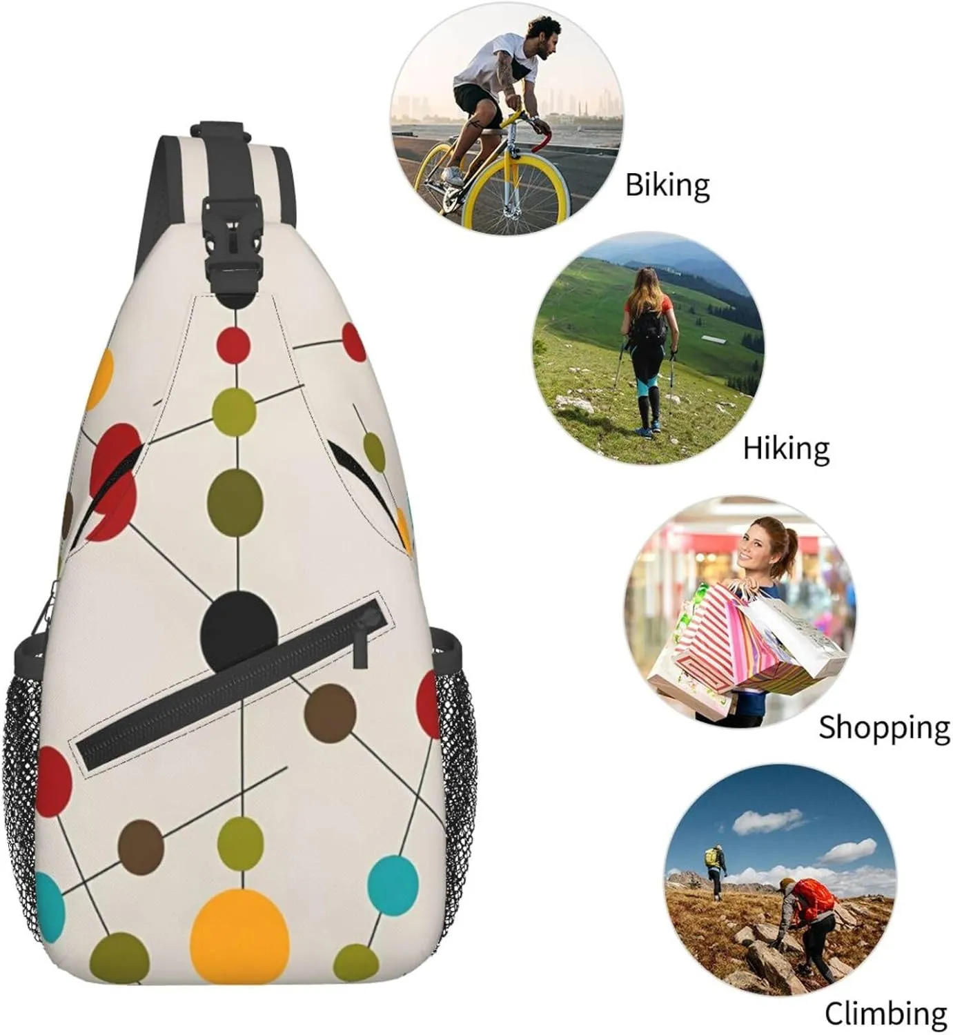 Sticks And Bubbles Chest Sling Bag Crossbody Shoulder Backpack Bag Gym Cycling Travel Hiking Daypack Cross Bag