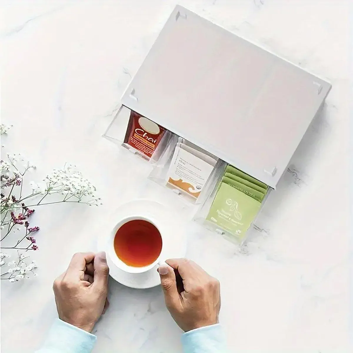 Storage Box 3Drawers DIY Desktop Plastic Transparent Coffee Sugar Jewelry Box