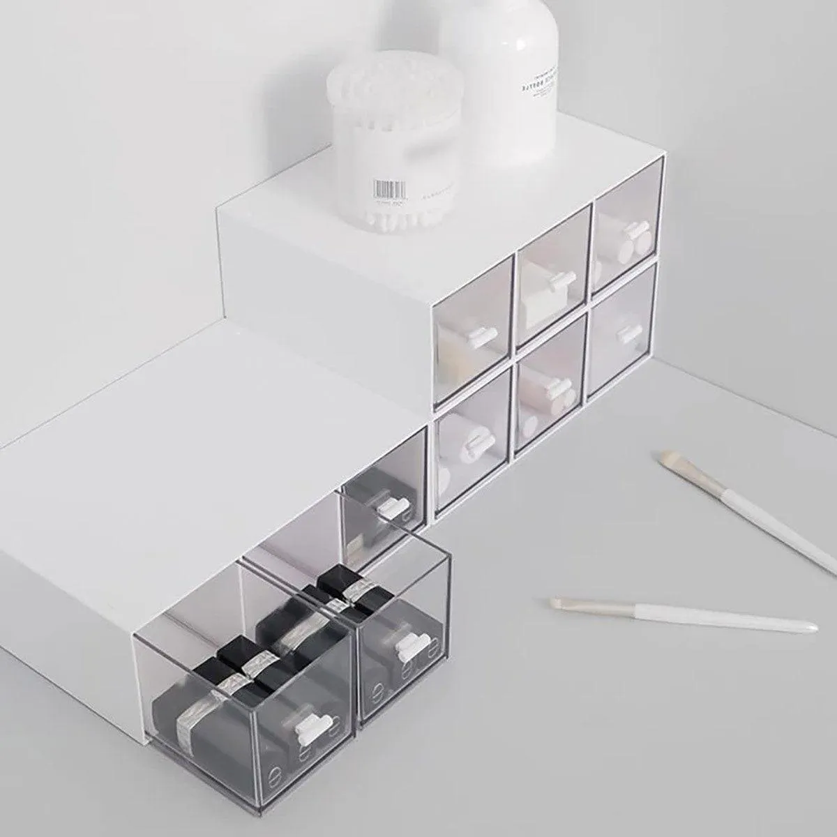 Storage Box 3Drawers DIY Desktop Plastic Transparent Coffee Sugar Jewelry Box