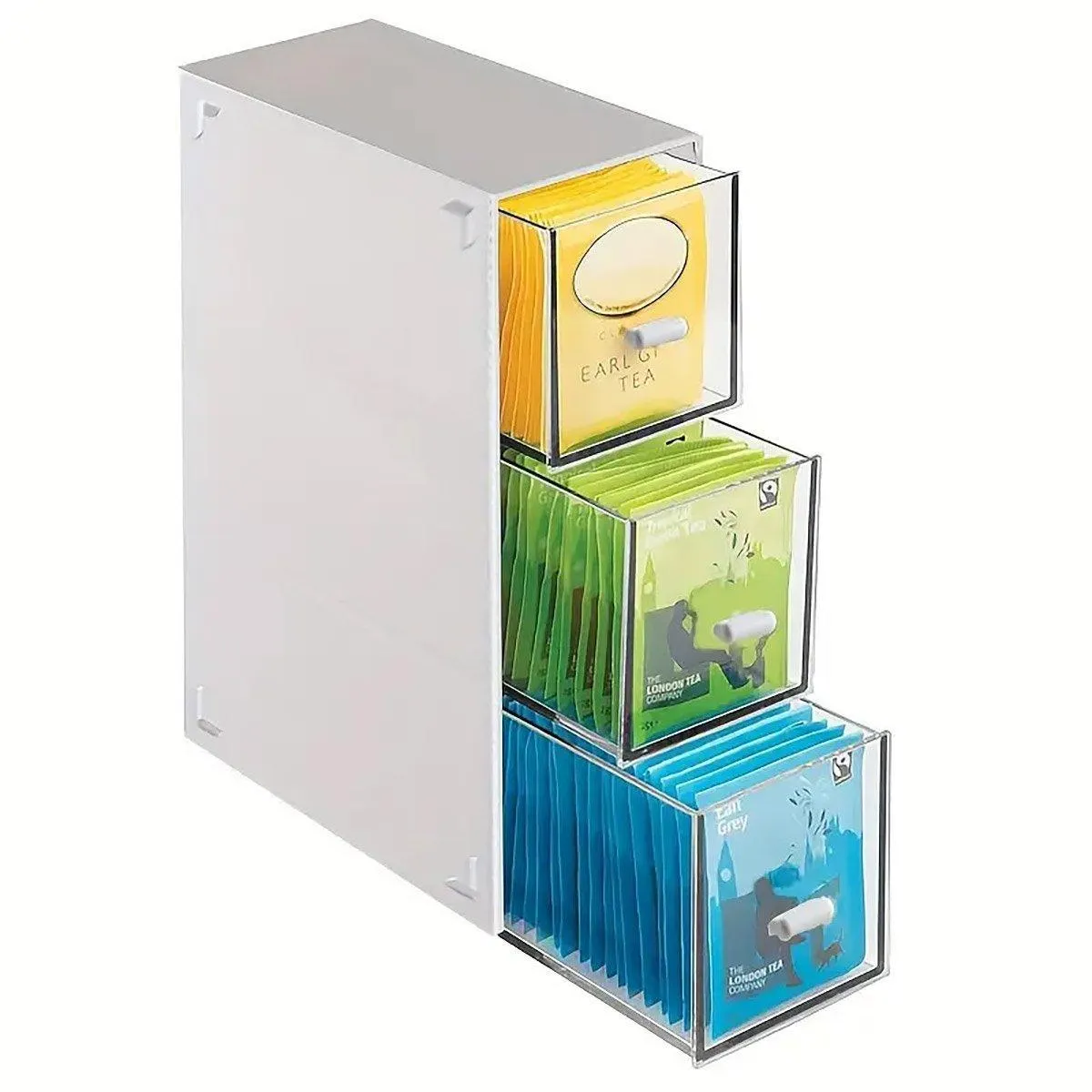 Storage Box 3Drawers DIY Desktop Plastic Transparent Coffee Sugar Jewelry Box