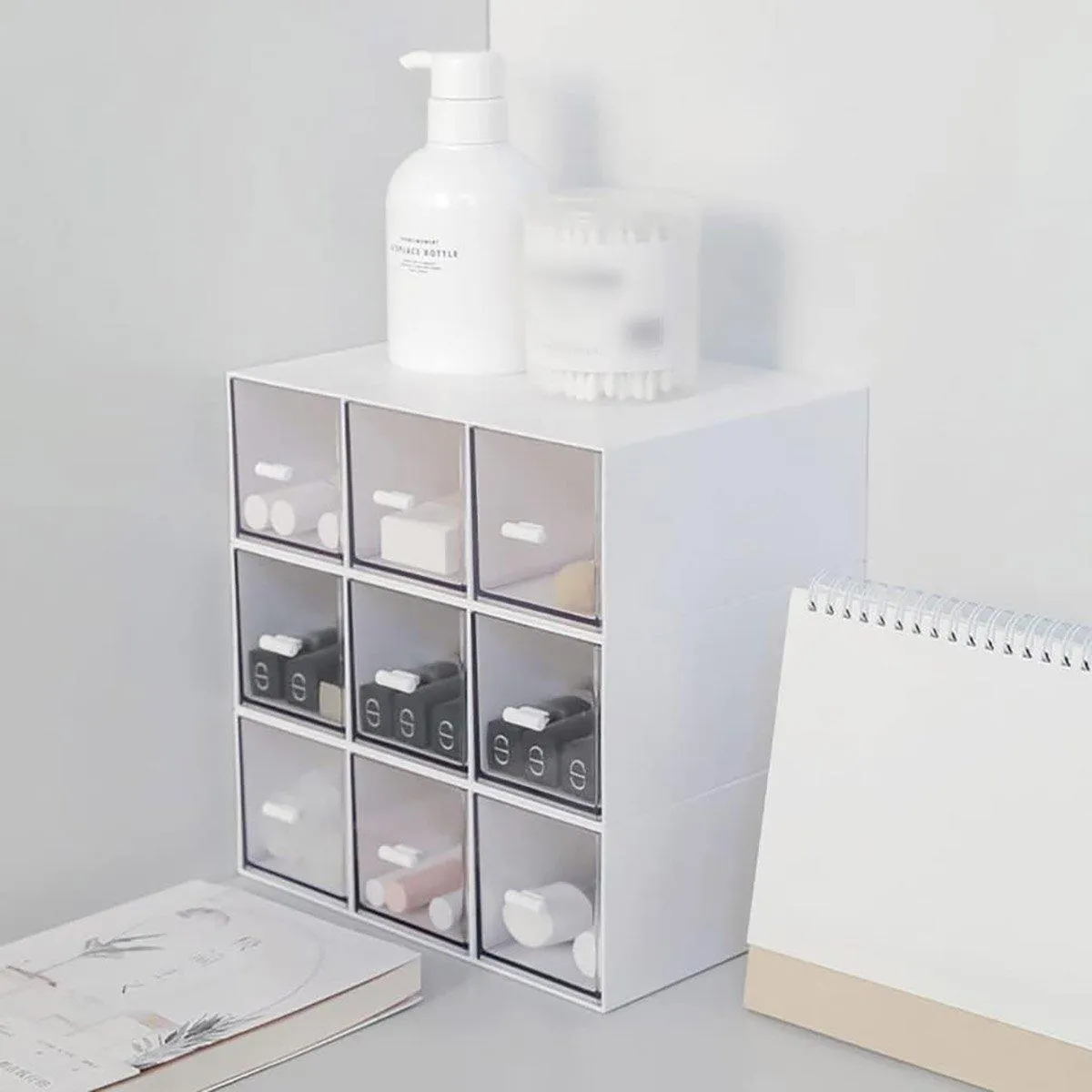 Storage Box 3Drawers DIY Desktop Plastic Transparent Coffee Sugar Jewelry Box