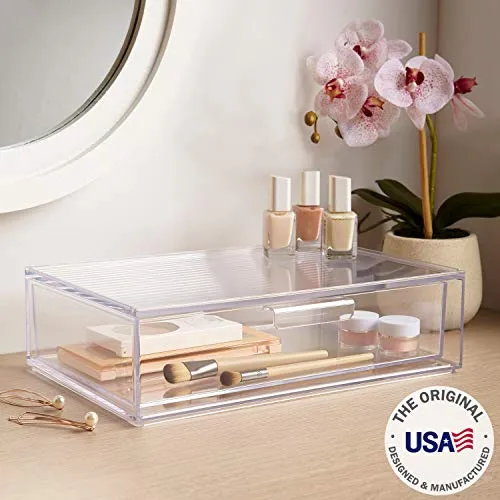 STORi Audrey Stackable Cosmetic Organizer Drawer 12" Wide | Clear