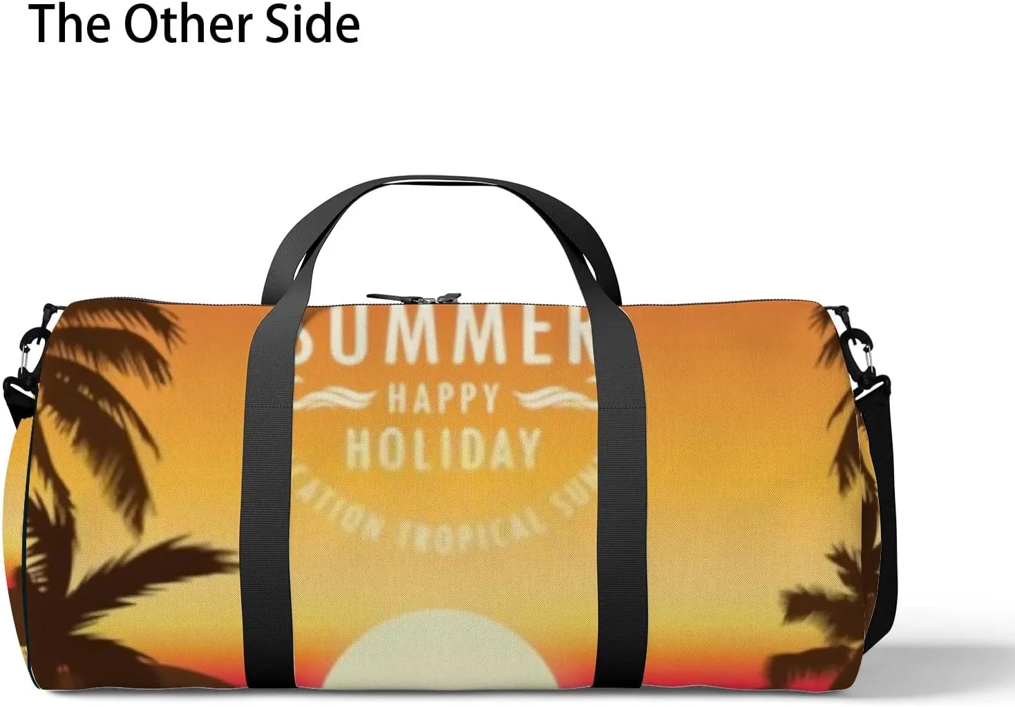 Summer Tropical Beach Palm Trees Sunset Sports Duffel Bag Travel Gym Tote Bags Lightweight Durable Shoulder Strap Waterproof Polyester Outside Mesh Pocket Overnight Trip Duffel Bag for Women Men