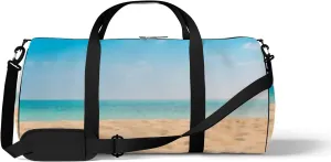 Summer Tropical Beach Sea Horizon View Sports Duffel Bag Travel Gym Tote Bags Lightweight Durable Shoulder Strap Waterproof Polyester Outside Mesh Pocket Overnight Trip Duffel Bag for Women Men