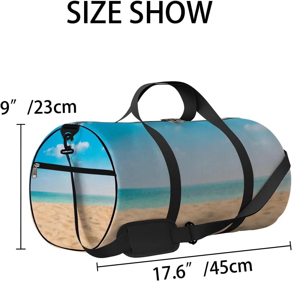 Summer Tropical Beach Sea Horizon View Sports Duffel Bag Travel Gym Tote Bags Lightweight Durable Shoulder Strap Waterproof Polyester Outside Mesh Pocket Overnight Trip Duffel Bag for Women Men