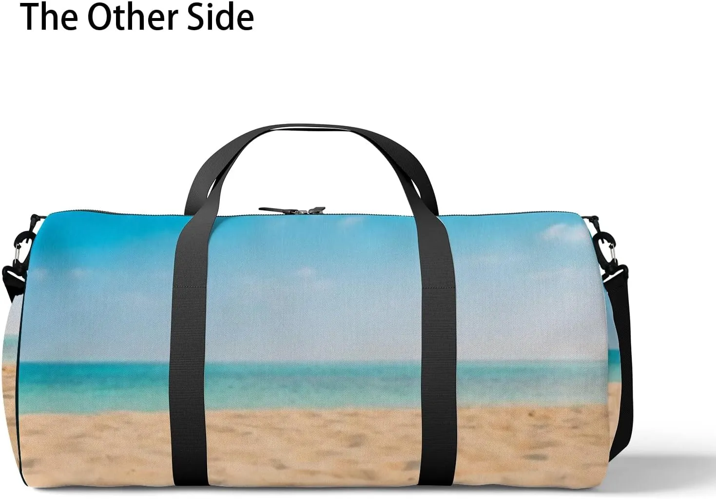 Summer Tropical Beach Sea Horizon View Sports Duffel Bag Travel Gym Tote Bags Lightweight Durable Shoulder Strap Waterproof Polyester Outside Mesh Pocket Overnight Trip Duffel Bag for Women Men