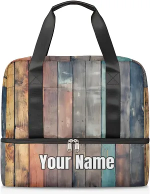Summer Wood Planks Personalized Gym Duffle Bag for Women and Men - Custom Sports Tote Travel Bag with Shoe Compartment for Weekender Overnight