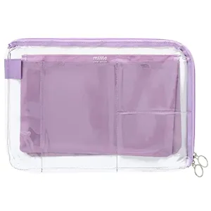 SUN-STAR Bag in Bag mitte A4 Size, Clear Pouch, Handbags Bag Organizers with Zipper, Inside Tote, Light Violet