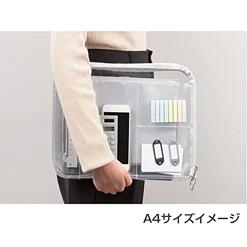 SUN-STAR Bag in Bag mitte A4 Size, Clear Pouch, Handbags Bag Organizers with Zipper, Inside Tote, Light Violet