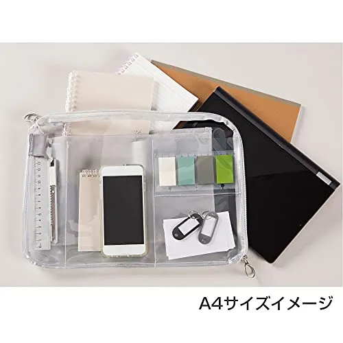 SUN-STAR Bag in Bag mitte A4 Size, Clear Pouch, Handbags Bag Organizers with Zipper, Inside Tote, Light Violet
