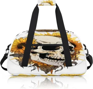 Sunflower Skull Small Gym Bag 18 inch Carry On Duffel Bag for Weekender Travel Sports Workout Yoga Gymnastics Dance Ballet