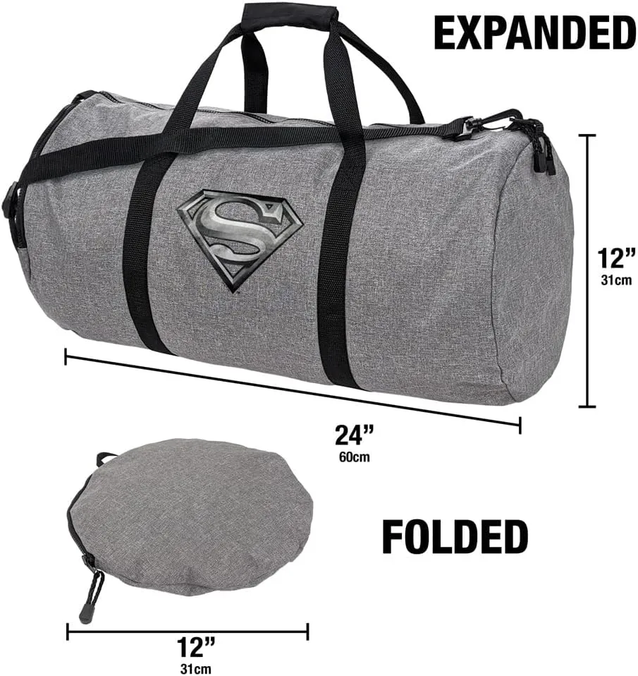 Superman Steel Logo Lightweight Duffel Bag for Sports and Gym Packable for Travel