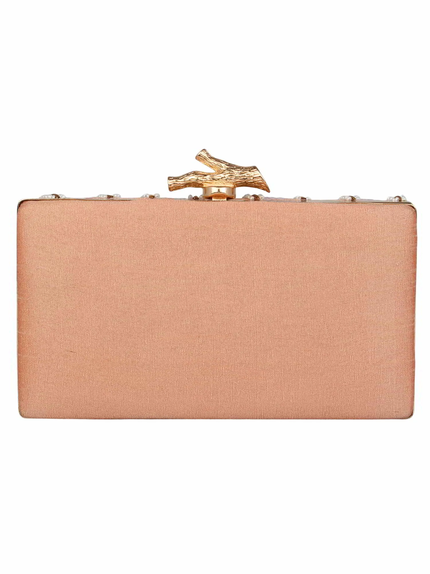 Svelte Sequines Embellished Faux Silk Box Clutch