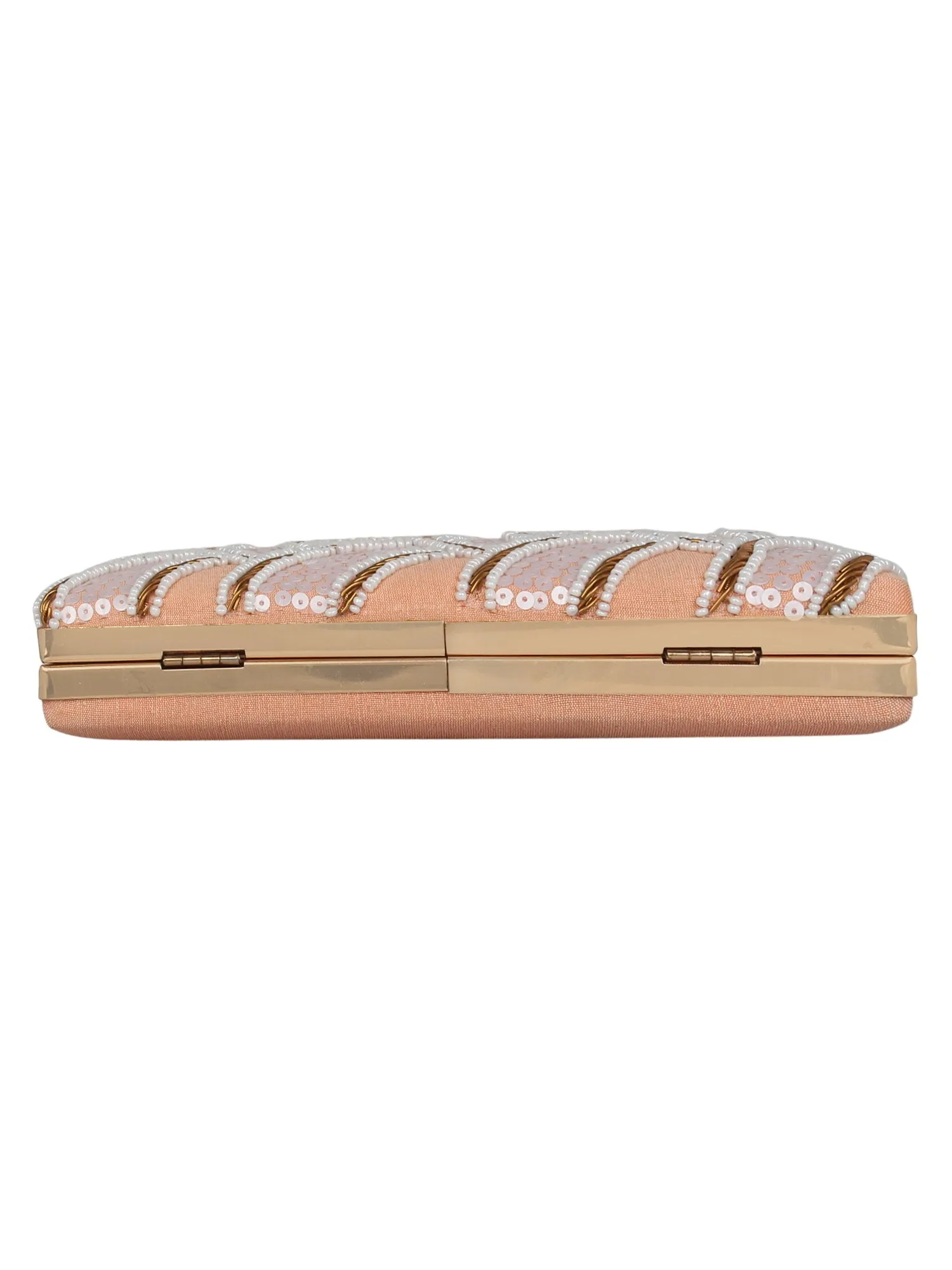 Svelte Sequines Embellished Faux Silk Box Clutch