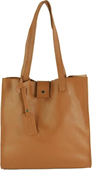 T247 - Ital. leather shopper with removable inner pocket