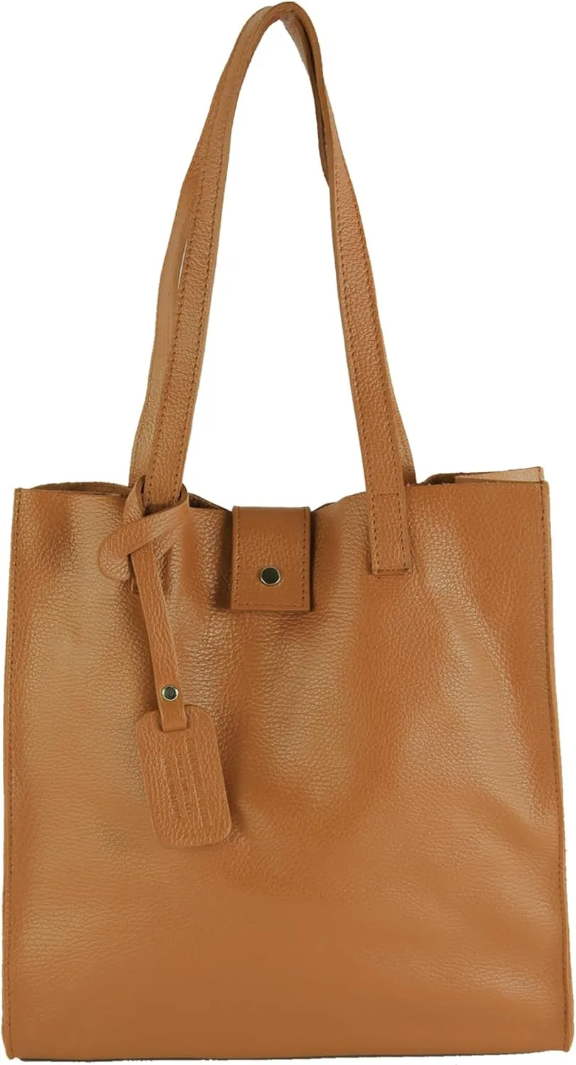 T247 - Ital. leather shopper with removable inner pocket