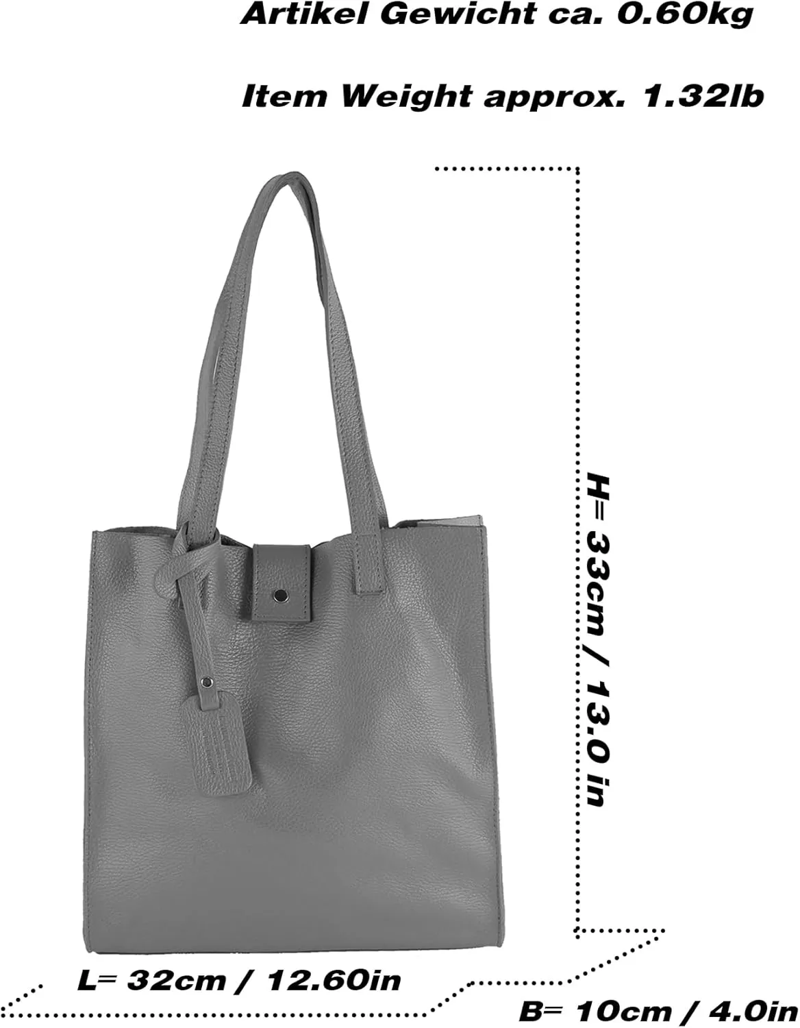T247 - Ital. leather shopper with removable inner pocket