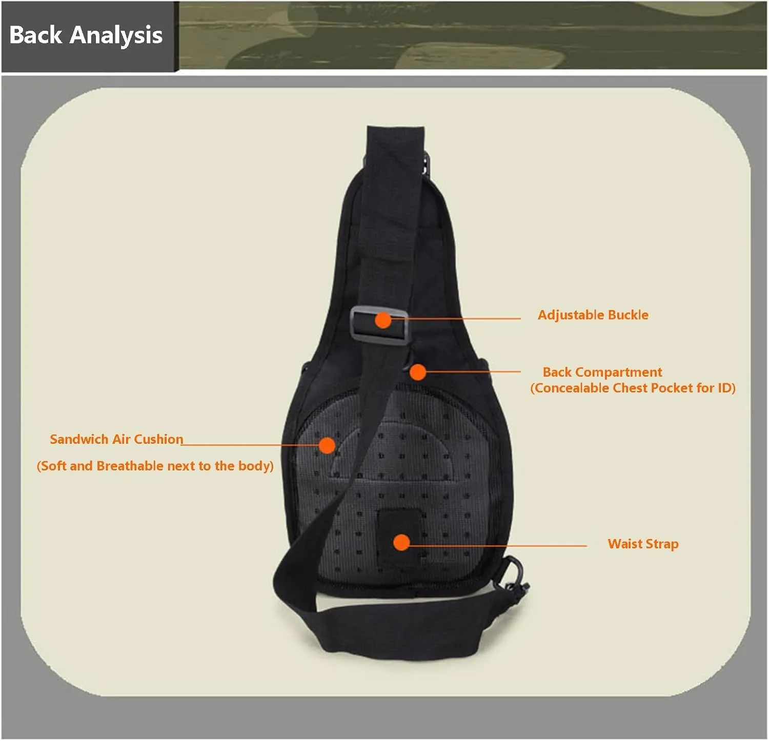 Tactical Shoulder Sling Bag Small Outdoor Chest Pack Backpack for Men Traveling, Trekking, Camping, Sling Backpack(Black)