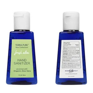 Terra Pure Hotel Hand Sanitizer Gel | Mini Hand Sanitizer Bulk | Alcohol-Free with Organic Aloe Vera | 1oz Bottles | Case of 144