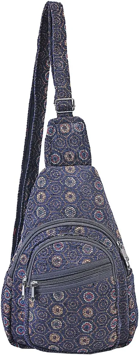 THE COLLECTION ROYAL Himalayan Hemp Cotton Crossbody Hippie Boho Sling Chest Backpack Purse Bag Fanny Pack for Men and Women