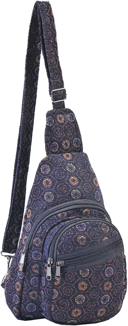 THE COLLECTION ROYAL Himalayan Hemp Cotton Crossbody Hippie Boho Sling Chest Backpack Purse Bag Fanny Pack for Men and Women