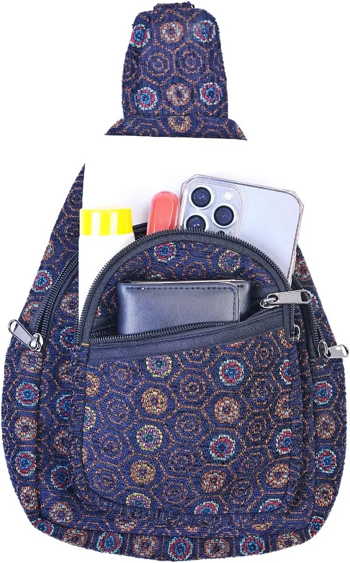 THE COLLECTION ROYAL Himalayan Hemp Cotton Crossbody Hippie Boho Sling Chest Backpack Purse Bag Fanny Pack for Men and Women