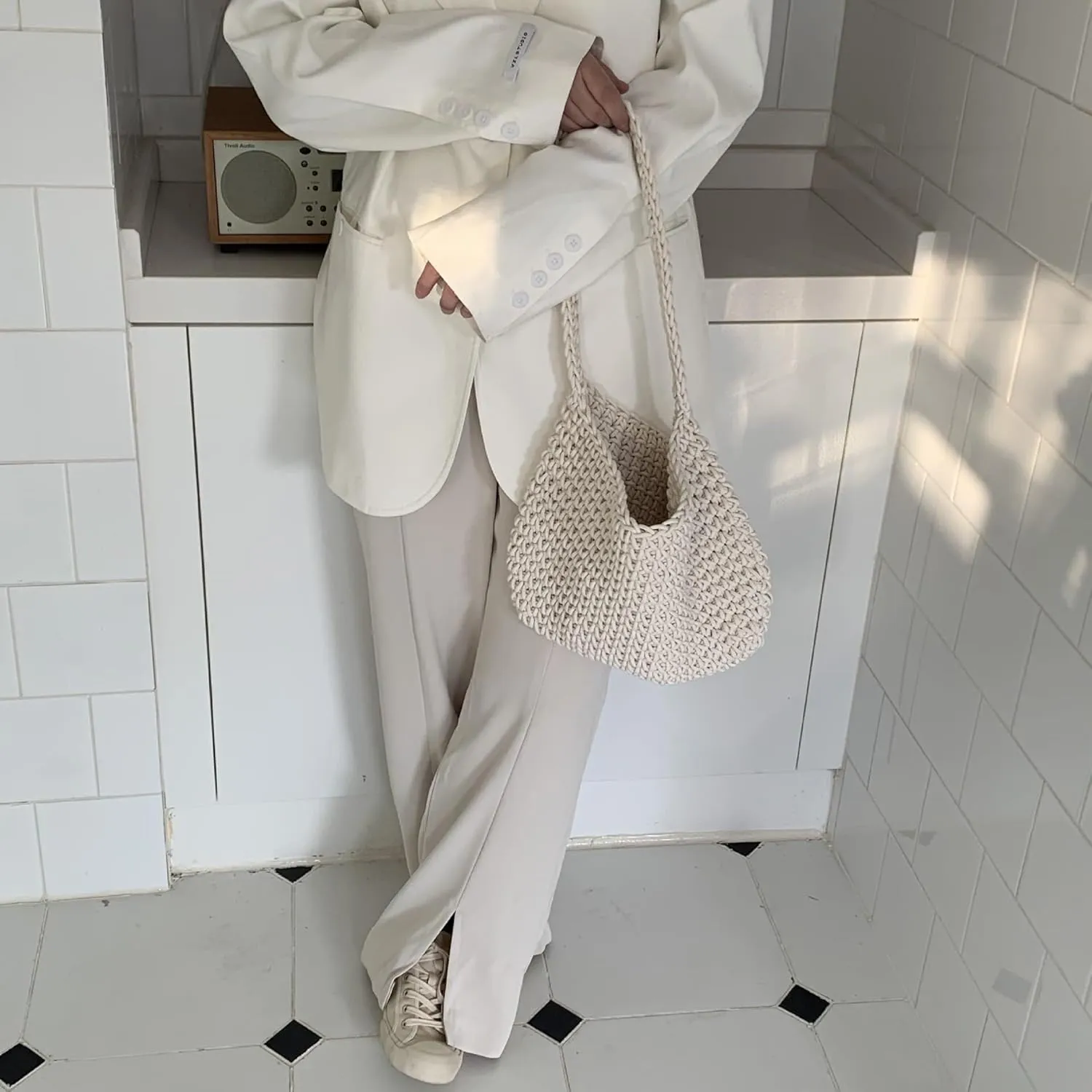 The Large Capacity Of New Fund Of Female Leisure Diy Manual Single Shoulder Bag Hand Woven Beach Bag