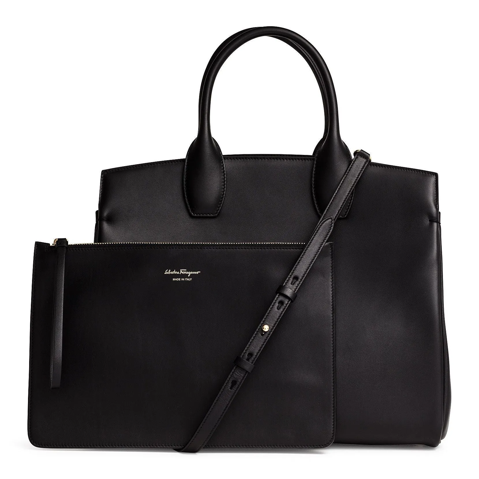 The Studio black leather large bag