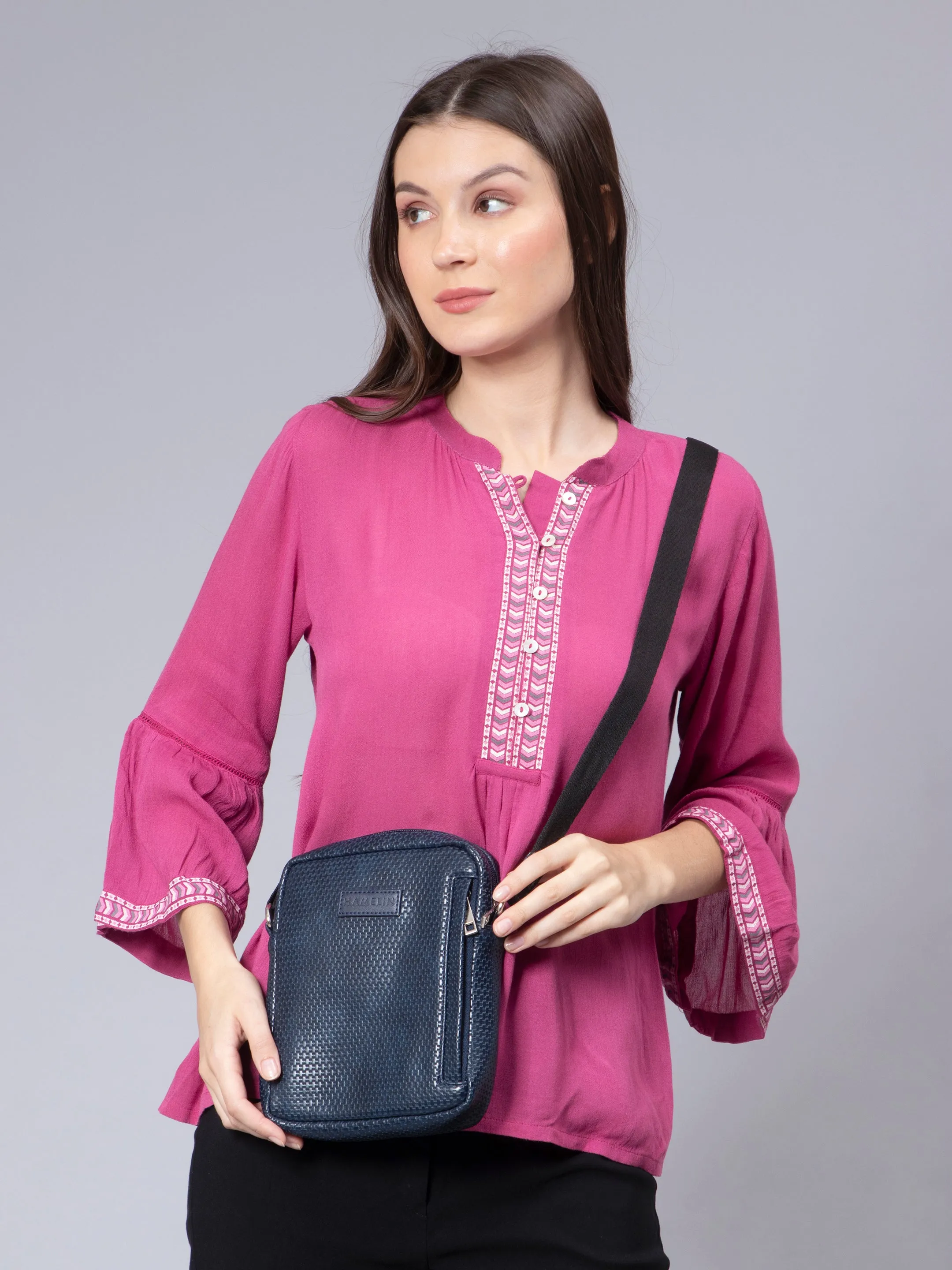 The Ultimate Travel Sling Bag  (Blue Checkered)
