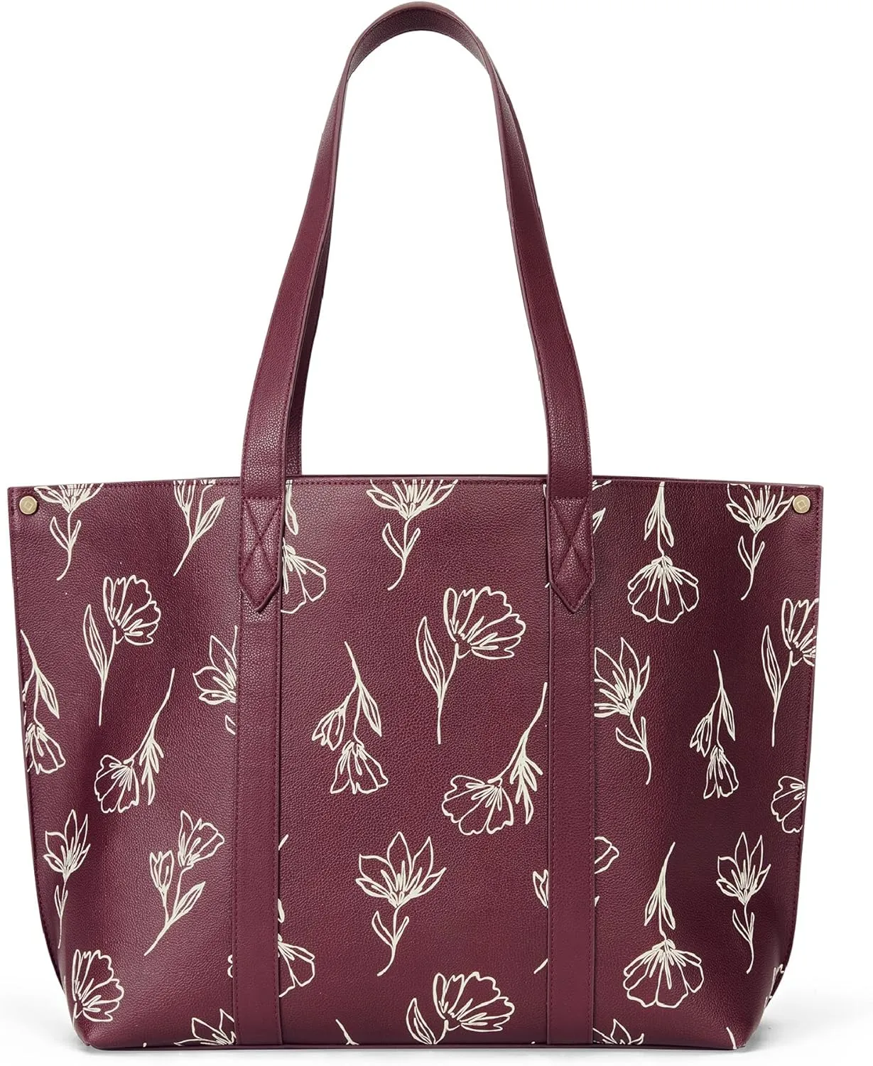 THIRTY-ONE Gifts Signature Tote Bag with Pockets, Faux Leather Tote-Bag Purse with Removable Pouch