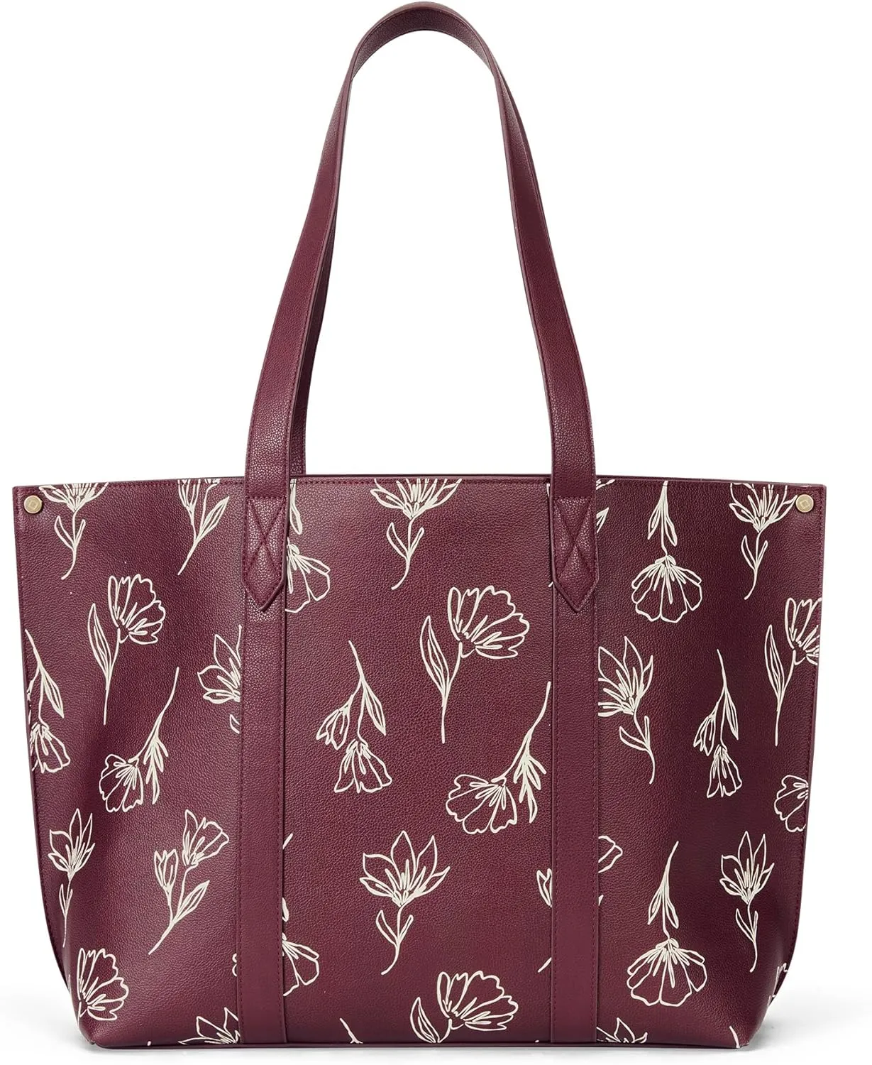 THIRTY-ONE Gifts Signature Tote Bag with Pockets, Faux Leather Tote-Bag Purse with Removable Pouch