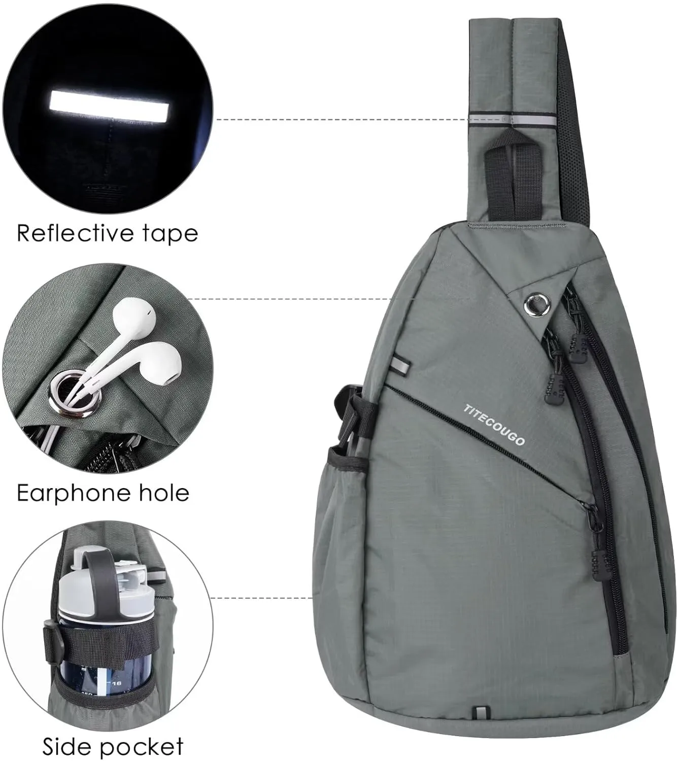 TITECOUGO Sling Bag Crossbody Shoulder Outdoor Travel Hiking Backpack for Women & Men