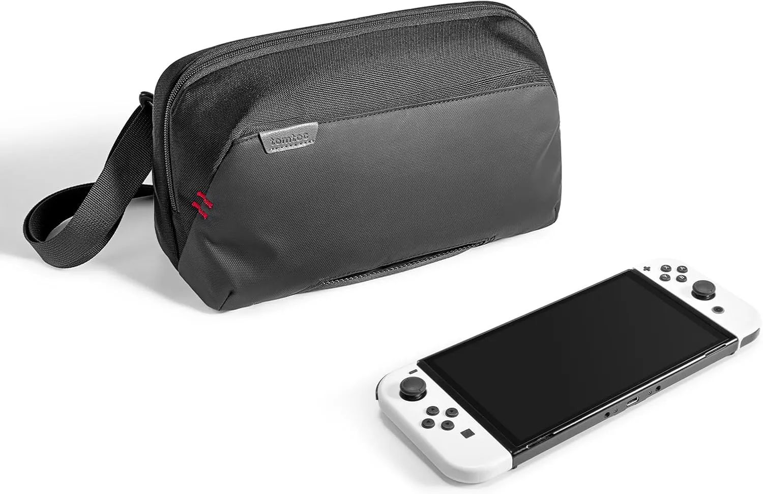 tomtoc Sling Shoulder Bag for Nintendo Switch/Switch OLED/Odin2, Removable EVA W-shaped Structure, Protective Carrying Pouch with 20 Game Cartridges Fit Pro Controller, Charger and Accessories