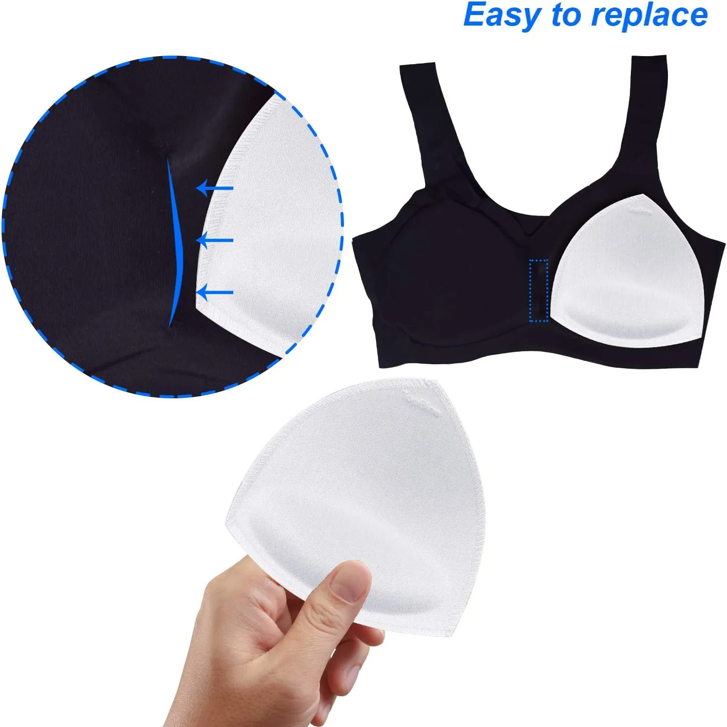 TopBine Bra Pads Inserts Women's Sports Cups Removable Bra Replacement Insert for Bikini Swimsuit