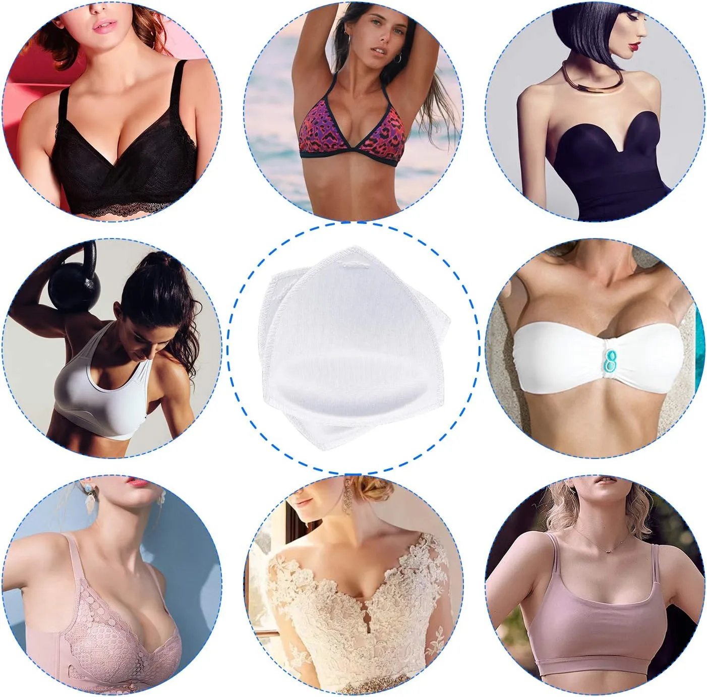 TopBine Bra Pads Inserts Women's Sports Cups Removable Bra Replacement Insert for Bikini Swimsuit