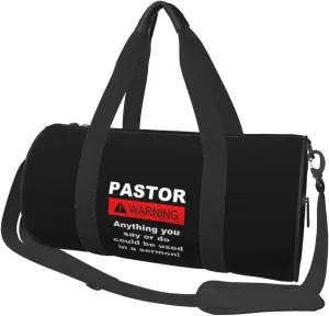 TOROM Pastor Warning Anything You Say Or Do Could Be Used In A Sermon Gym Duffel Bag Adult Workout Bag Lightweight Drawstring Backpack Carryon Gymbag Sport Duffel Bag For Men Women
