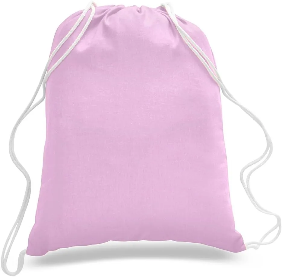 ToteBagFactory 6-Pack Cotton Canvas Drawstring Backpacks: Blank, Plain, Reusable Cloth, 14" W x 18" H