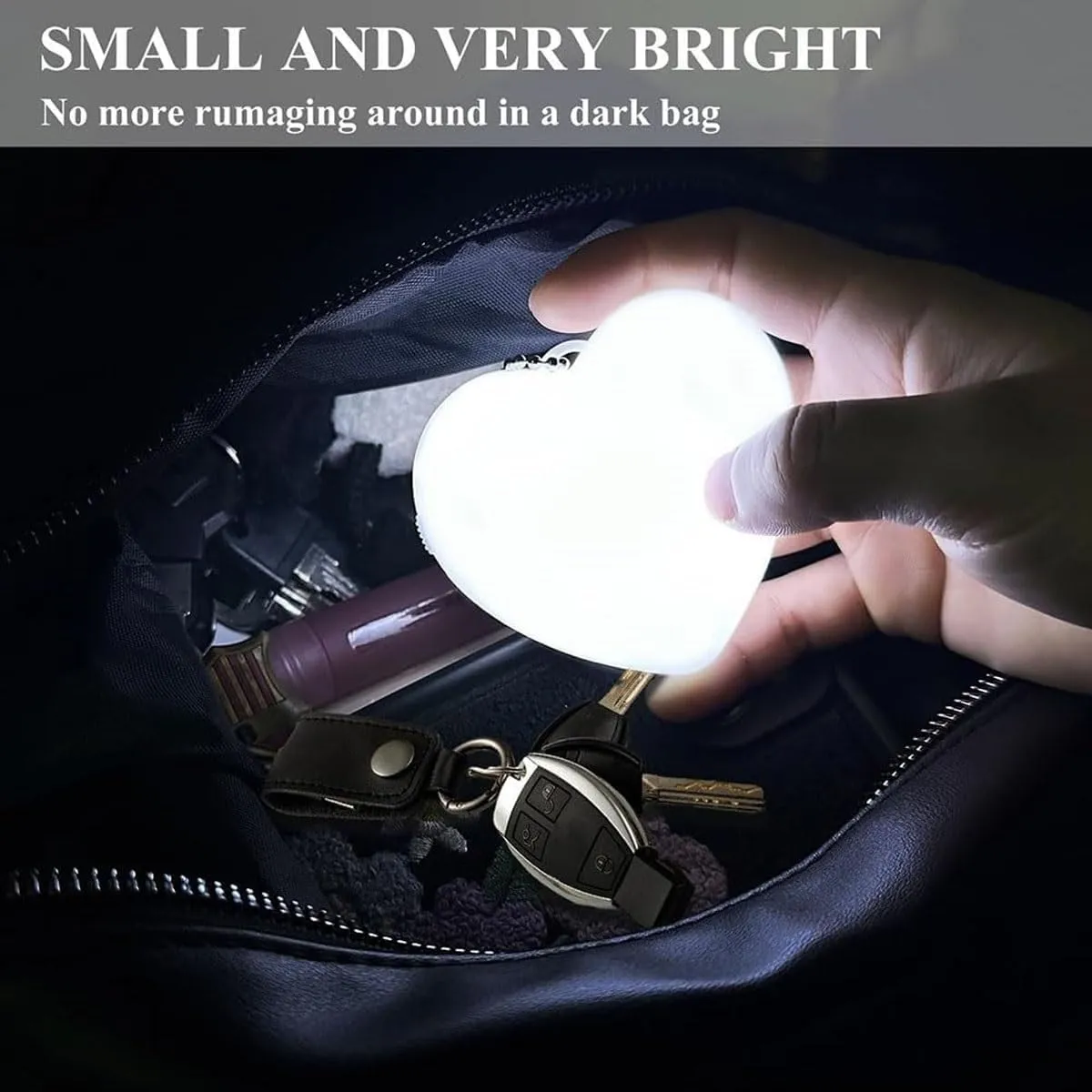 Touch Activated Purse Light Handbag Light, Purse Glow Heart Light, Heart Shaped Purse Accessories Light for Women, Small Portable Glow Purse Light, Pc Touch Heart-Shaped Handbag Light(Circle*3)