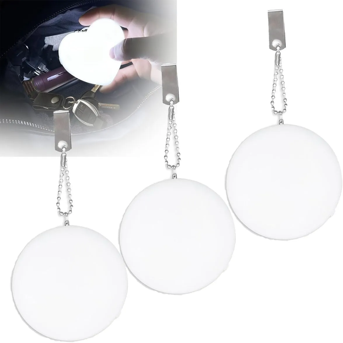 Touch Activated Purse Light Handbag Light, Purse Glow Heart Light, Heart Shaped Purse Accessories Light for Women, Small Portable Glow Purse Light, Pc Touch Heart-Shaped Handbag Light(Circle*3)