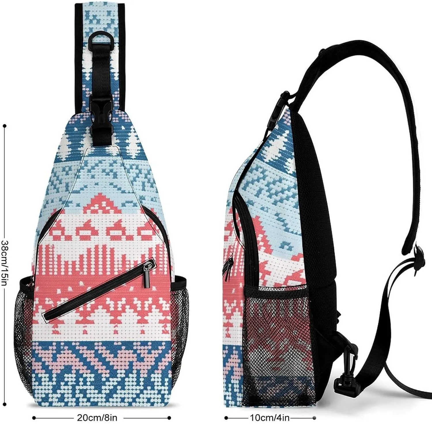 Traditional Patterns Sling Backpack Crossbody Sling Bag Chest Bag Daypack Fanny Pack Cross Body Bag for Outdoors
