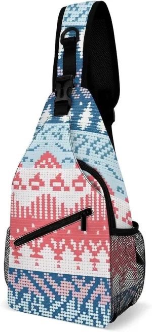 Traditional Patterns Sling Backpack Crossbody Sling Bag Chest Bag Daypack Fanny Pack Cross Body Bag for Outdoors