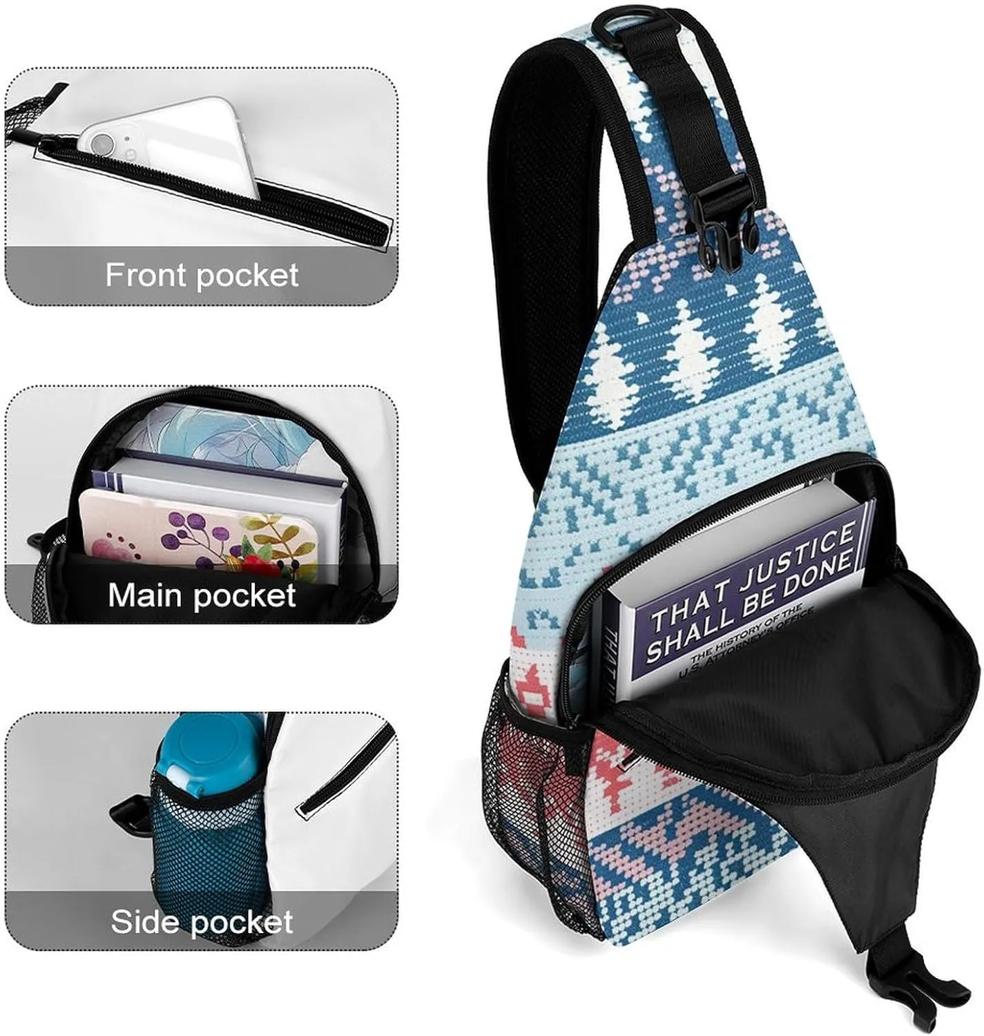 Traditional Patterns Sling Backpack Crossbody Sling Bag Chest Bag Daypack Fanny Pack Cross Body Bag for Outdoors