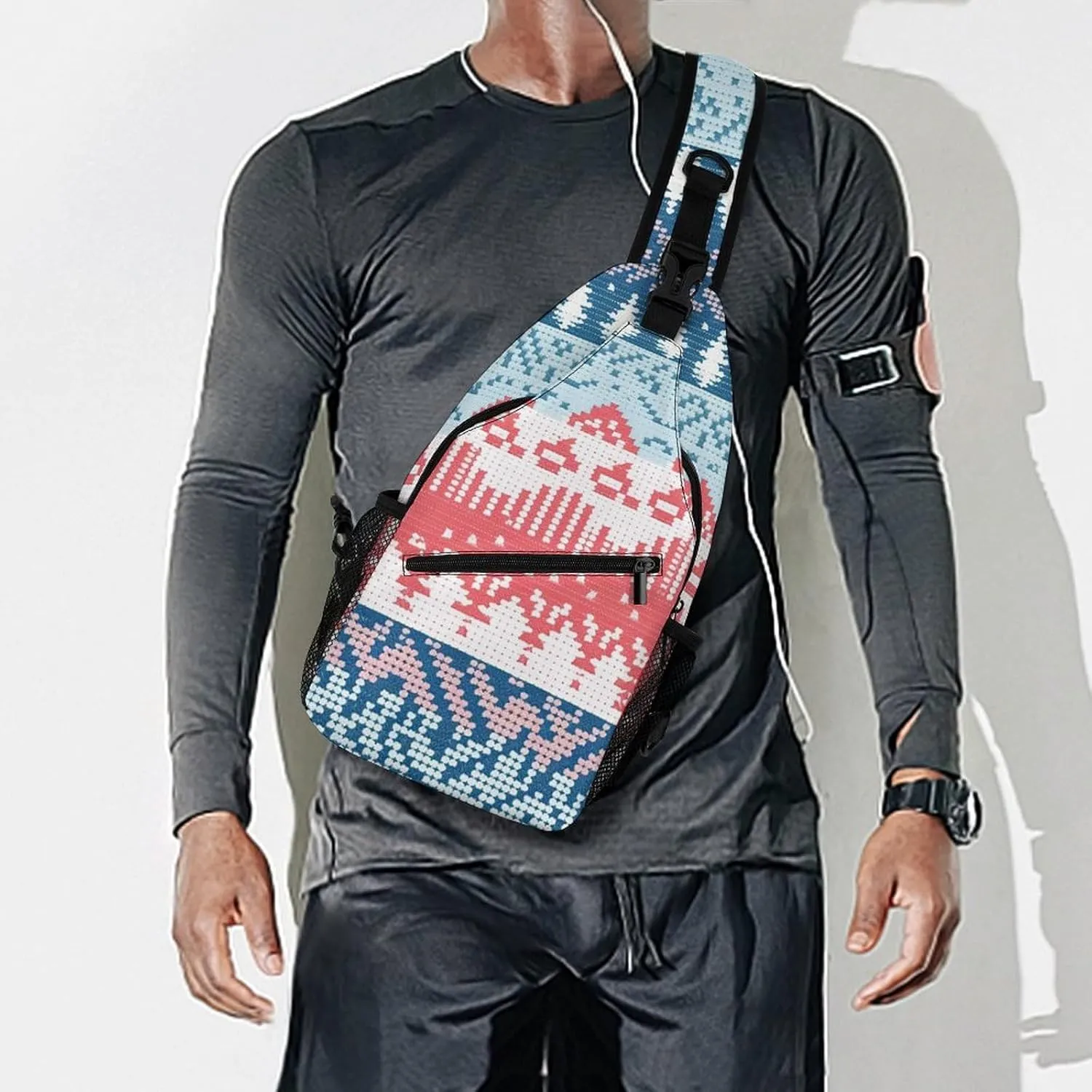Traditional Patterns Sling Backpack Crossbody Sling Bag Chest Bag Daypack Fanny Pack Cross Body Bag for Outdoors