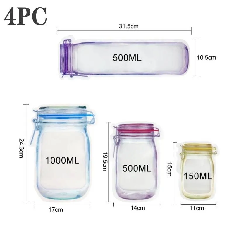 Transparent Reusable Storage Bags - Eco-Friendly Jar Organizers