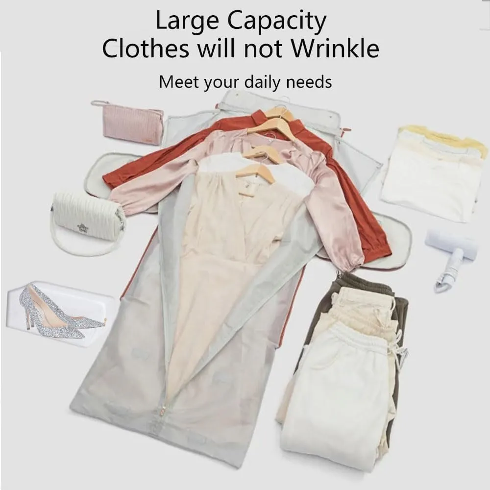 Travel Bag with Wheels,3-in-1 Suit Luggage Bag for Women Business Trip & Travel with Shoe Pouch, Foldable PU Leather Carry On Garment Bag(Basic, Beige)