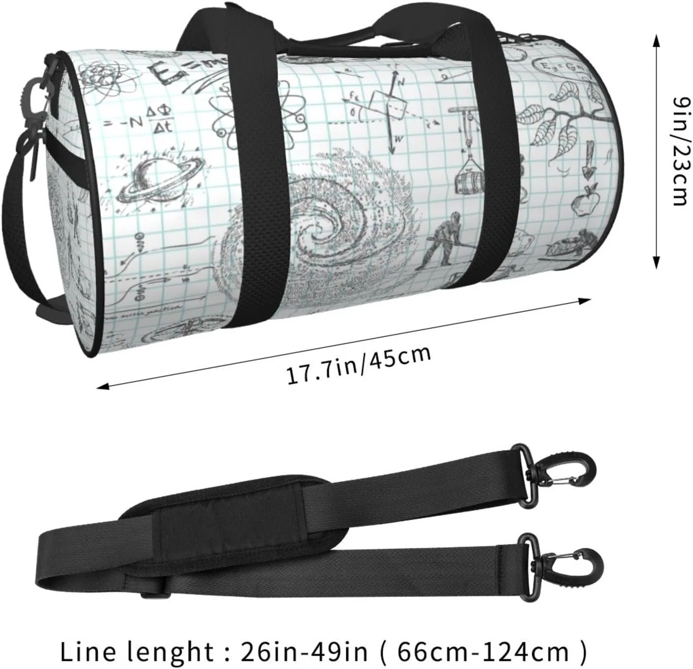 Travel Duffle Bag for Men Women, Formula Mathematics Physics Science Duffle Bags for Sport Gym Overnight Luggage