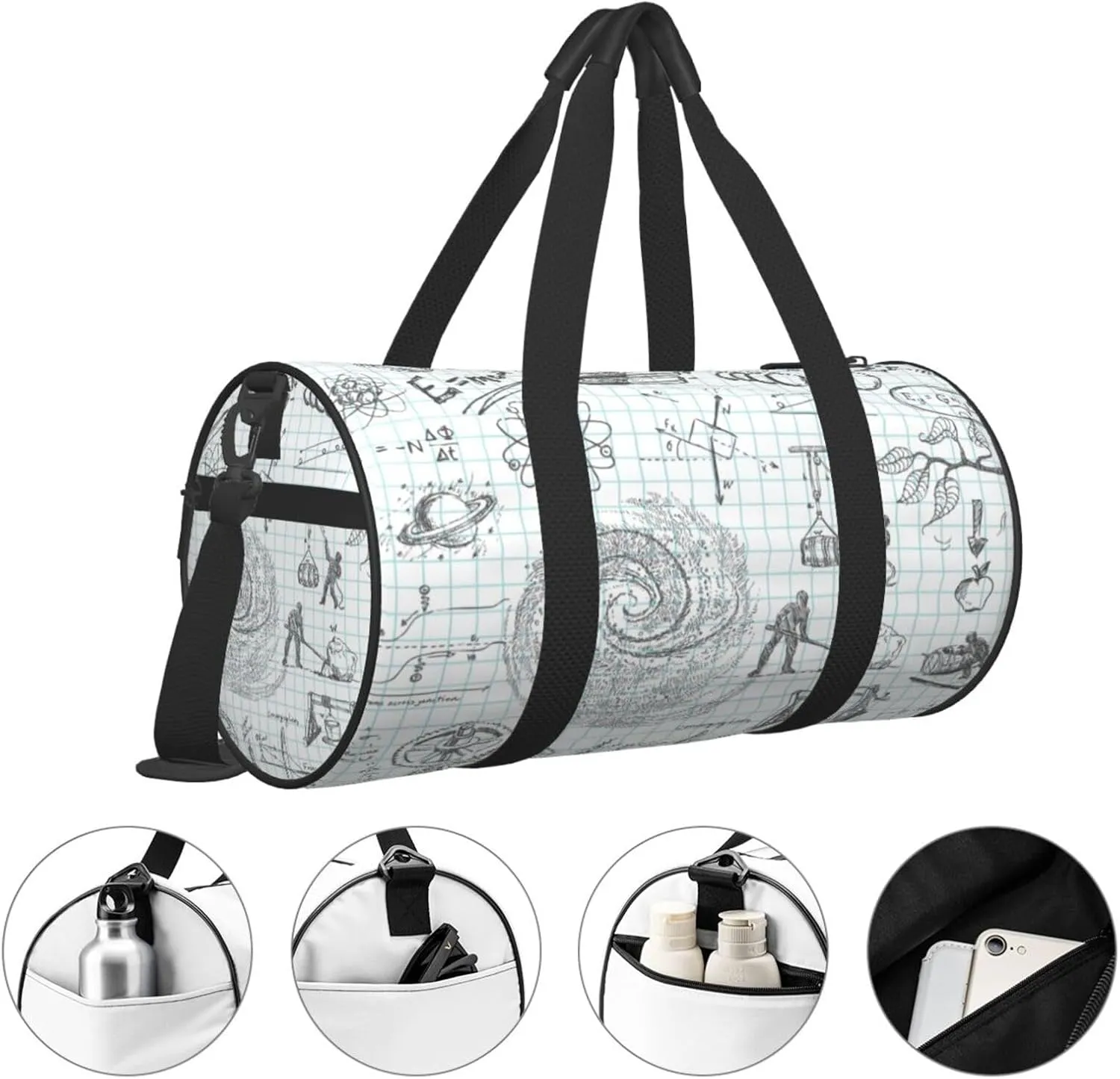 Travel Duffle Bag for Men Women, Formula Mathematics Physics Science Duffle Bags for Sport Gym Overnight Luggage