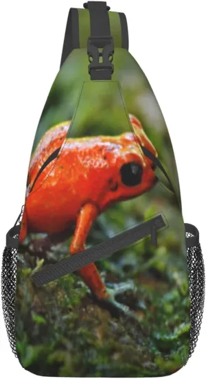 Travel Hiking Daypack Fashion Chest Bag Red Poison Dart Frog Crossbody Backpack Sling Bag Chest Daypack For Men Women