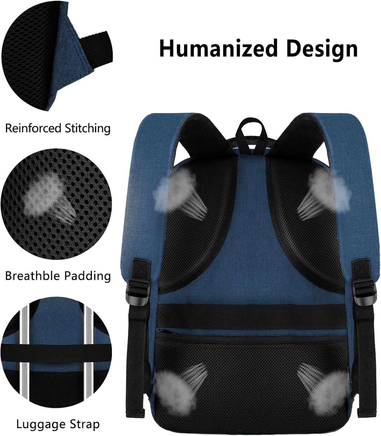 Travel Laptop Backpack for Men Women, 15.6 Inch School Backpacks with USB Charging Port, Water-Resistant Bookbags Daypack for Work, College Anti-Theft Computer Backpack, Book Bag for Boys Teens, Blue