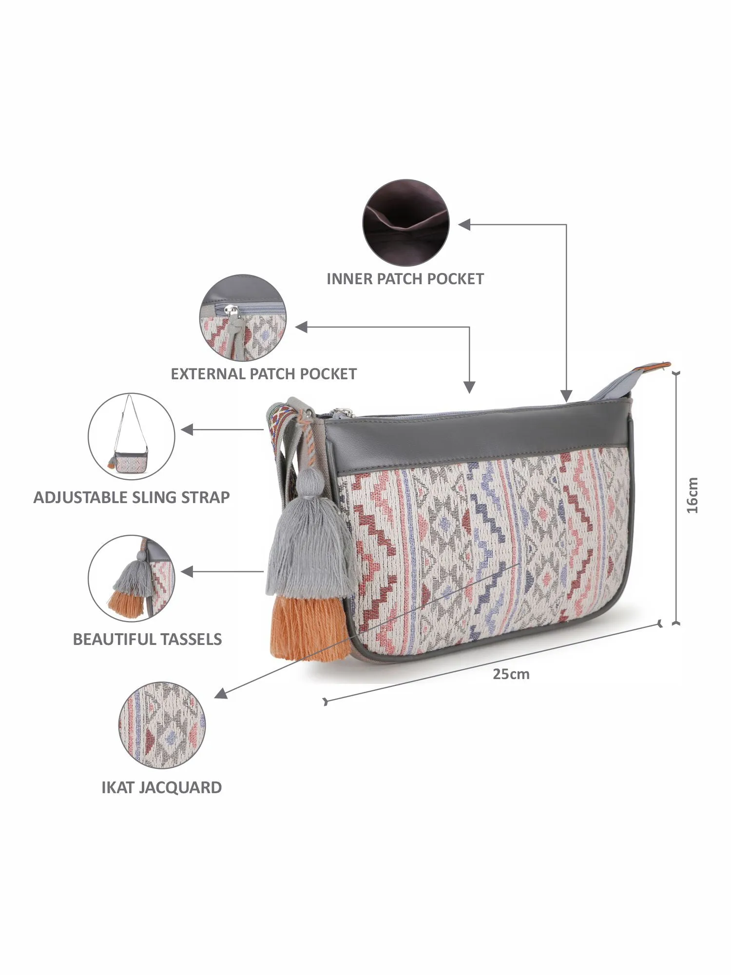 Tribal Cotton Canvas Jaquard Ikat Jacquard Sling Bag